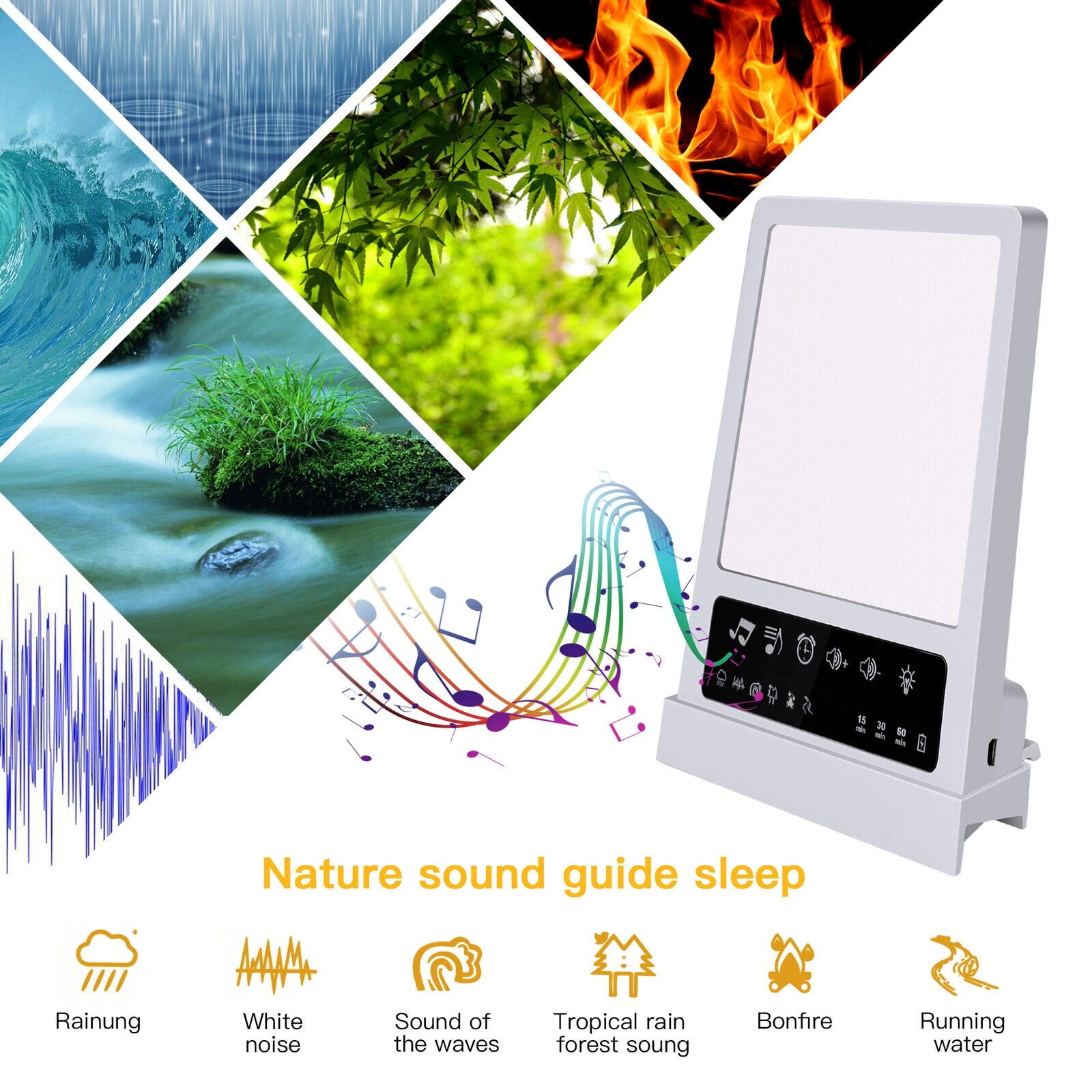 Table lamp white noise integrated machine 2 IN 1 SAD Light Therapy Sleep Aid Device Seasonal Disorder Phototherapy Lamp M